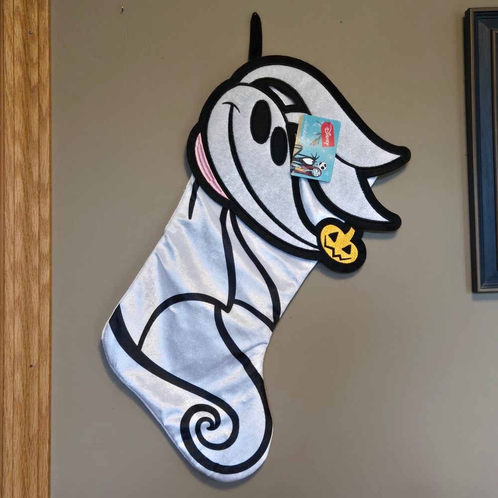 Disney Nightmare Before Christmas Zero Ghost Dog Holiday Stocking NWT Ruz White
